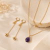 Ensemble collier double et boucles d’oreilles Améthyste