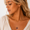 Ensemble collier double et boucles d’oreilles Améthyste