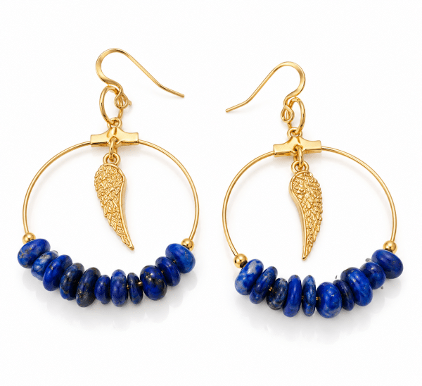 Boucles d’oreilles Lapis-Lazuli & Ailes dorées
