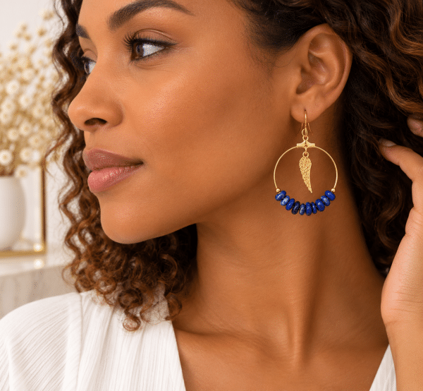 Boucles d’oreilles Lapis-Lazuli & Ailes dorées