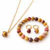 Ensemble bijoux en pierre naturelle de Mokaïte | Collier, bracelet et boucles d’oreilles