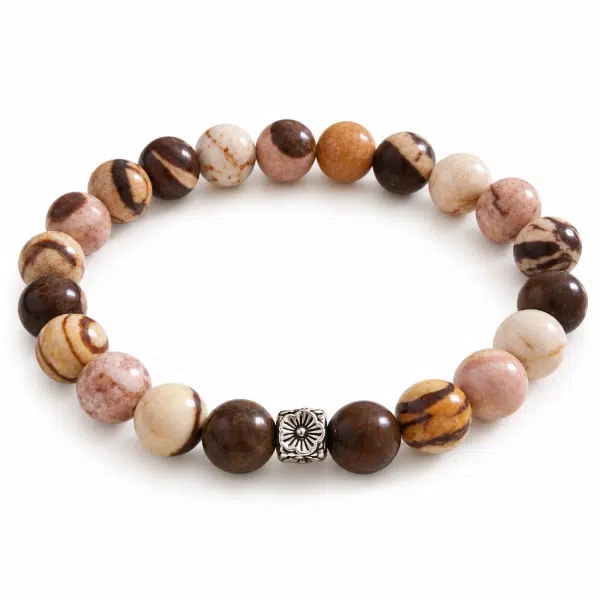 Bracelet femme en pierre naturelle de jaspe zébré