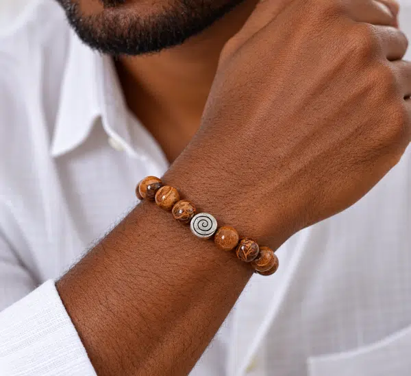 Bracelet mixte en jaspe éléphant naturel de 8 mm | Bijou extensible