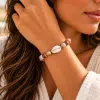 Bracelet mixte en agate du Botswana avec cauri