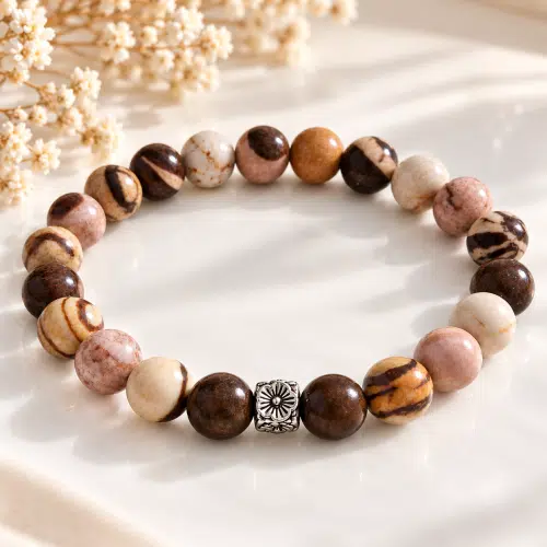 Bracelet femme en pierre naturelle de jaspe zébré
