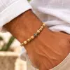 Bracelet mixte en jaspe bois et hématite dorée | Pierres naturelles