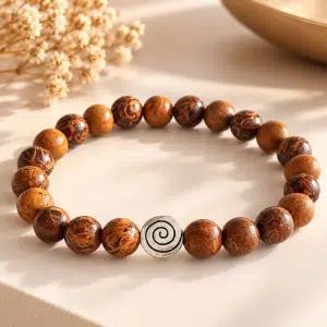 Bracelet mixte en agate du Botswana avec cauri