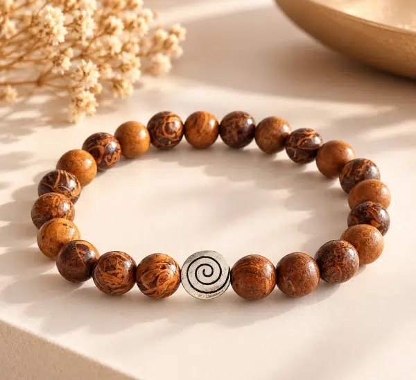 Bracelet mixte en jaspe éléphant naturel de 8 mm | Bijou extensible