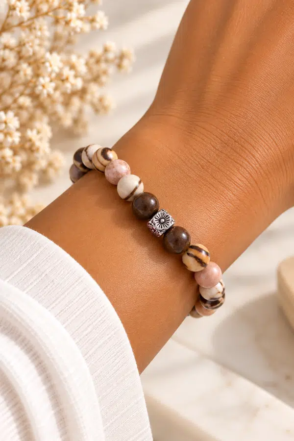 Bracelet femme en pierre naturelle de jaspe zébré