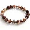 Bracelet femme extensible en pierre naturelle de jaspe zébré