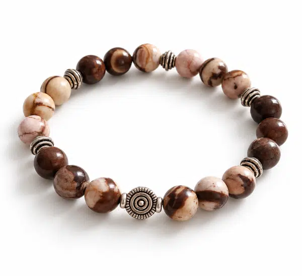 Bracelet femme extensible en pierre naturelle de jaspe zébré