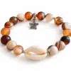 Bracelet mixte en agate du Botswana avec cauri