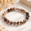 Bracelet femme extensible en pierre naturelle de jaspe zébré