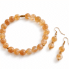 Ensemble bracelet extensible et boucles d’oreilles en citrine naturelle