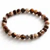Bracelet femme en jaspe zébré naturel de 6 mm | Bijou extensible