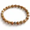 Bracelet mixte en jaspe bois et hématite dorée | Pierres naturelles