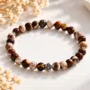 Bracelet femme en jaspe zébré naturel de 6 mm | Bijou extensible